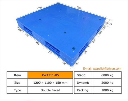 Blauwe stapelbare plastic pallet met minimale bestelhoeveelheid van 450 stuks