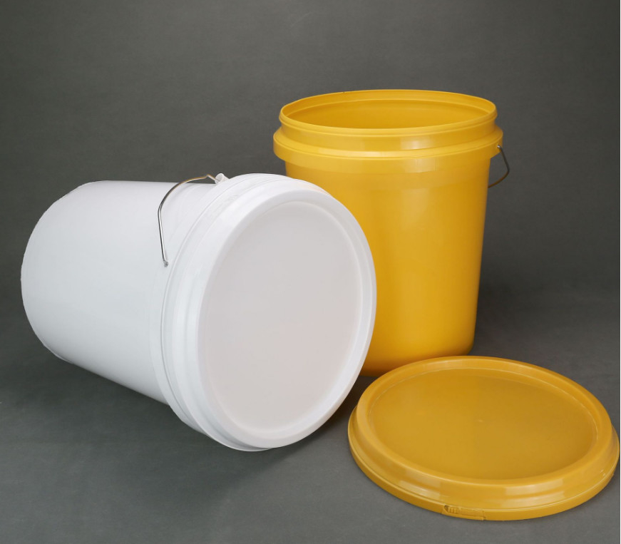 Snap On Lid Stapelbare witte 5 liter plastic emmers met pak voor veelzijdige opslag