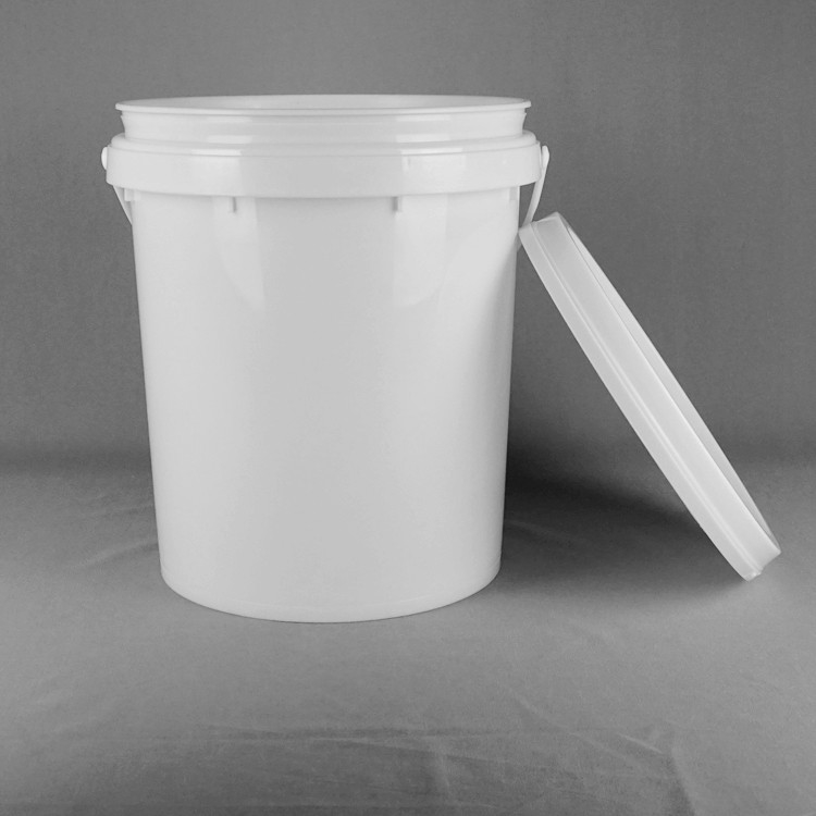 20L snap on lid stapelbare plastic emmer 15,5 hoogte 11,5 diameter aanpasbaar wit ontwerp
