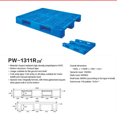 Plastic laag pallet met een looptijd van 9 voet