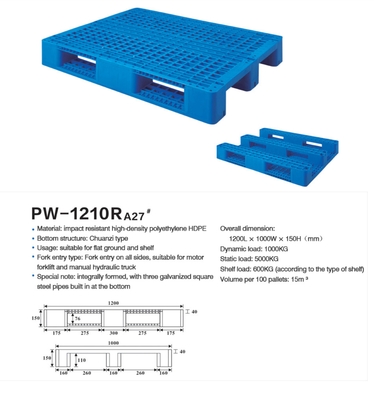 Vorkheftruck 9 van het Op zwaar werk berekende Plastic Dik gemaakte Pallet Multi Standaard Vochtbestendige Voet Stootkussen