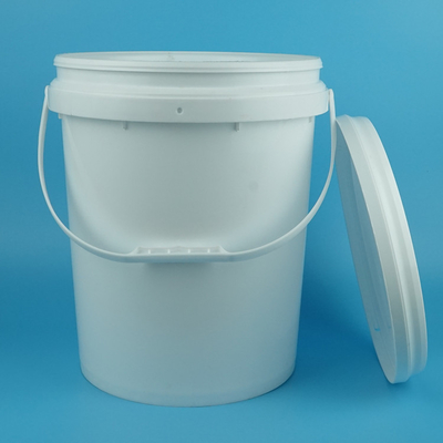 Ronde plastic trommel van 19 kg met handvat en deksel voor verf