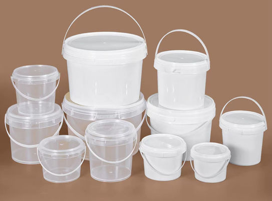 0.8-1.5 mm Dikte Ronde Plastic Bucket Met Plastic / Metal Handle Customized Logo