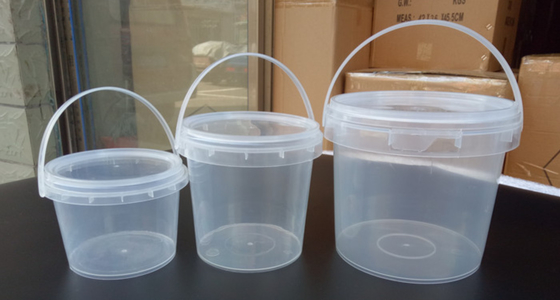 Gladde oppervlakte transparante plastic emmer met IML / Thermische transfer / Zeefdruk