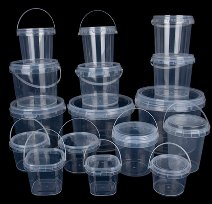 Aanpasbare heldere plastic emmer voor voedselopslag en -uitstalling